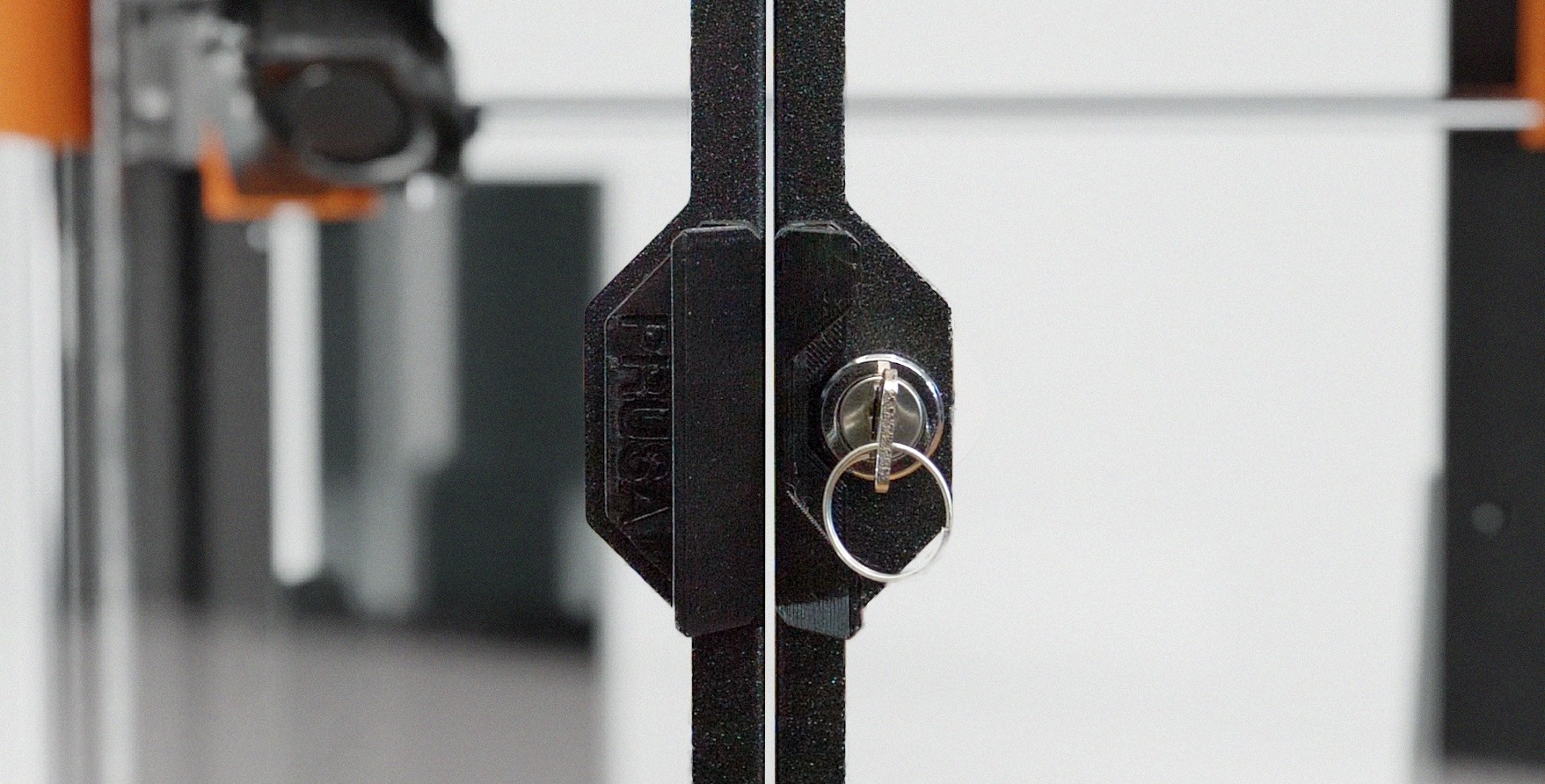 closeup of enclosure lock and key