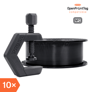 Prusament PETG Matte Black 1kg (NFC) – Multipack 10 uds